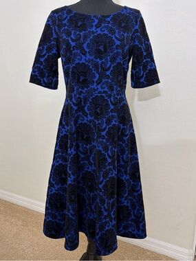 🏛️✨Land’s End Flocked Velvet Floral Midi |S 6-8.